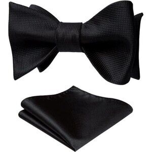 Bow Ties for Men Solid Color Self Tie Bow Tie Pocket Square Set Classic Formal